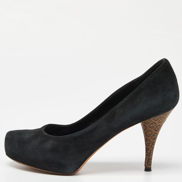 Fendi Black Suede Zucca Heel Pumps Size 37,New Products : American Fashion Style Bags On Sale